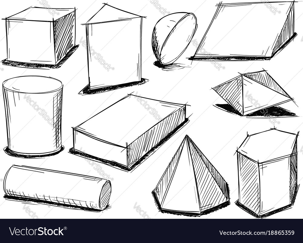 Vector Set of Black Hand Drawn Sketch Geometry Shapes Stock Vector -  Illustration of perpendicular, background: 128836435