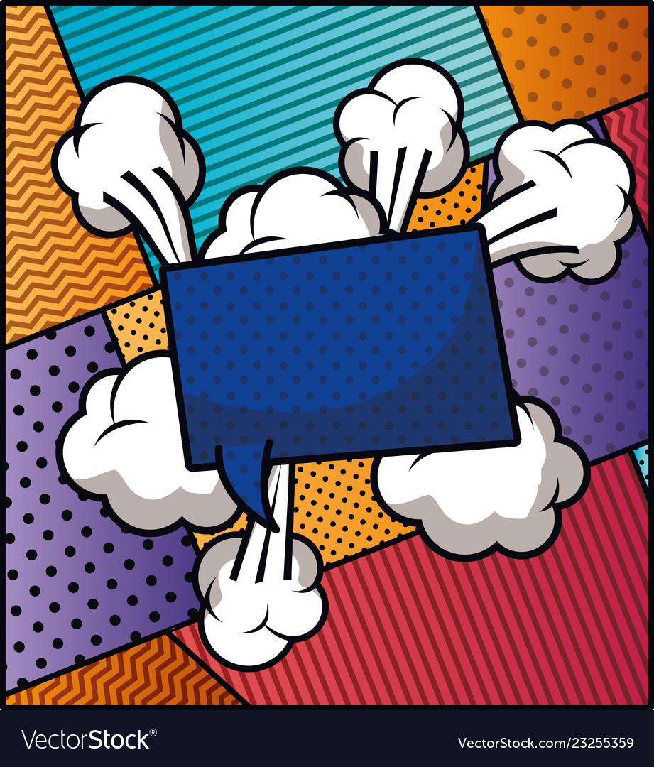Speech bubble and set patterns pop art style