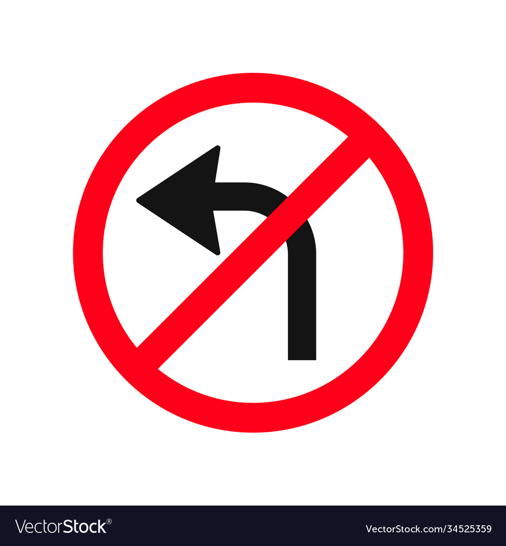 Turn left glyph icon road sign in white Royalty Free Vector