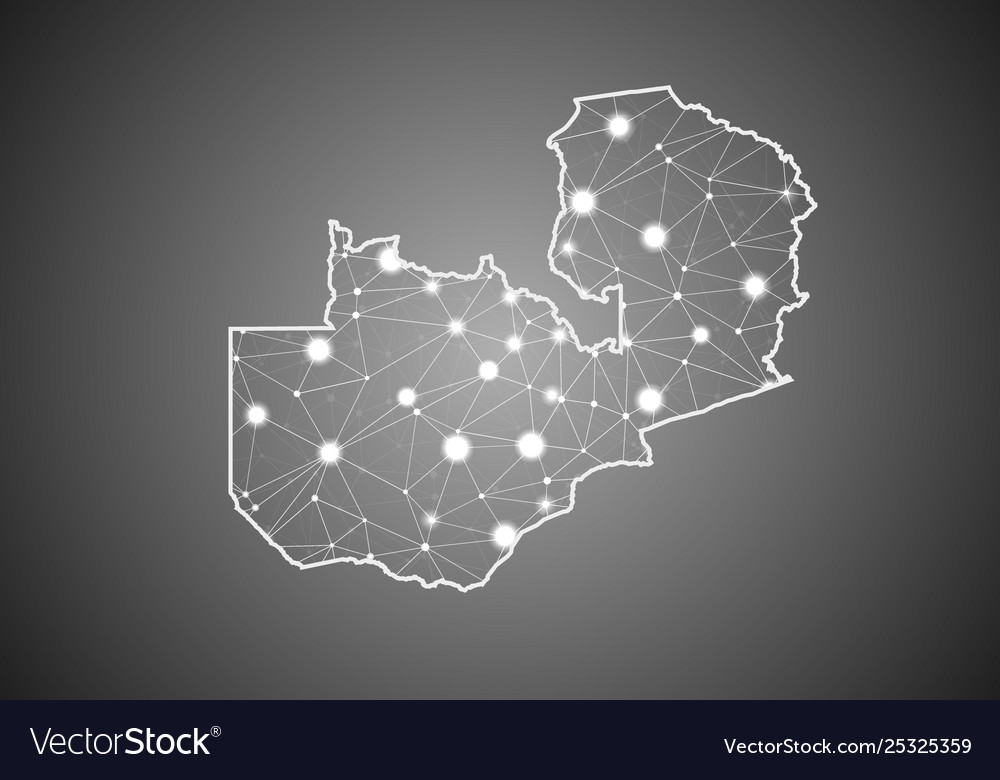 Wireframe mesh polygonal zambia map abstract vector image Wireframe mesh polygonal zambia map abstract