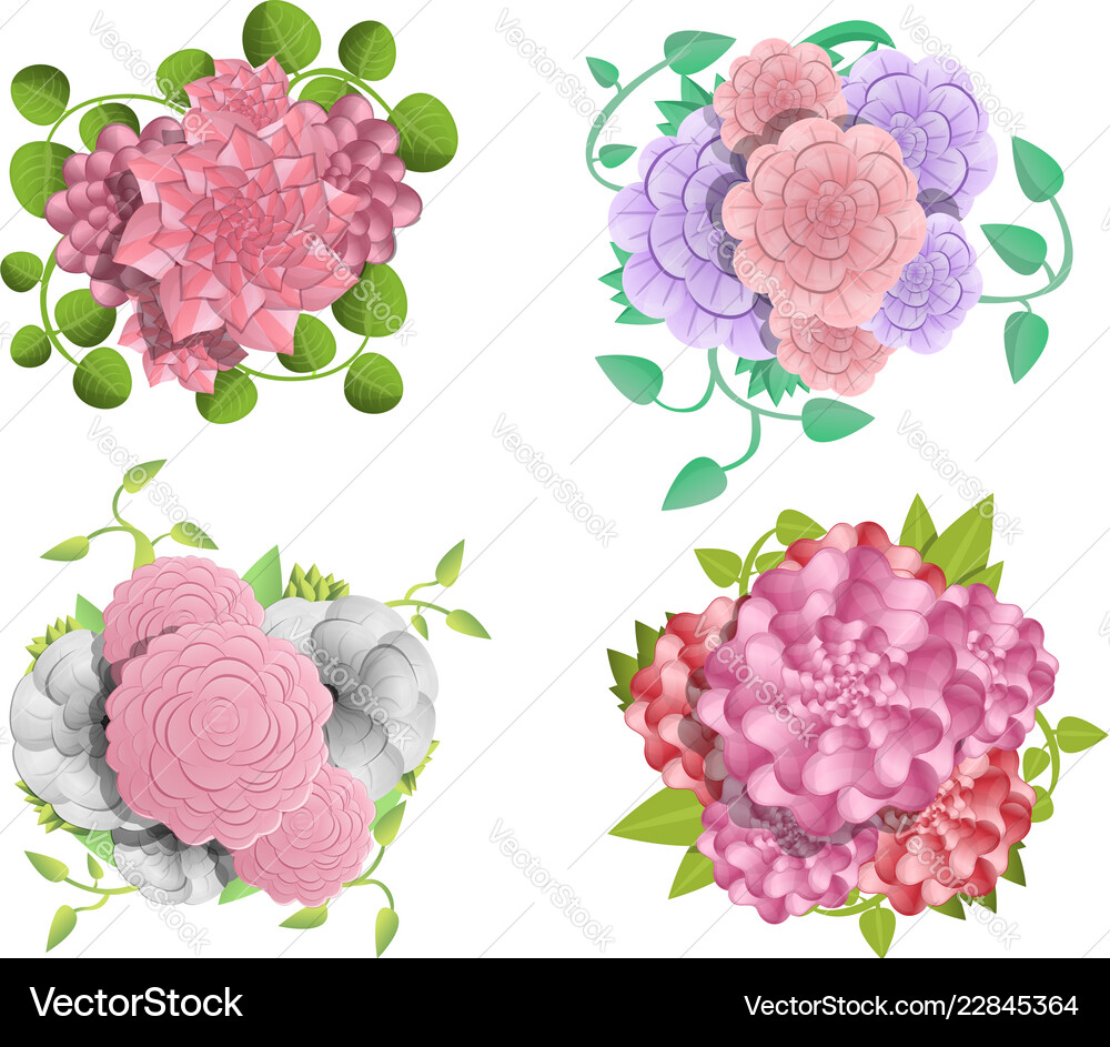 Camellia Banner Set Cartoon Style Royalty Free Vector Image