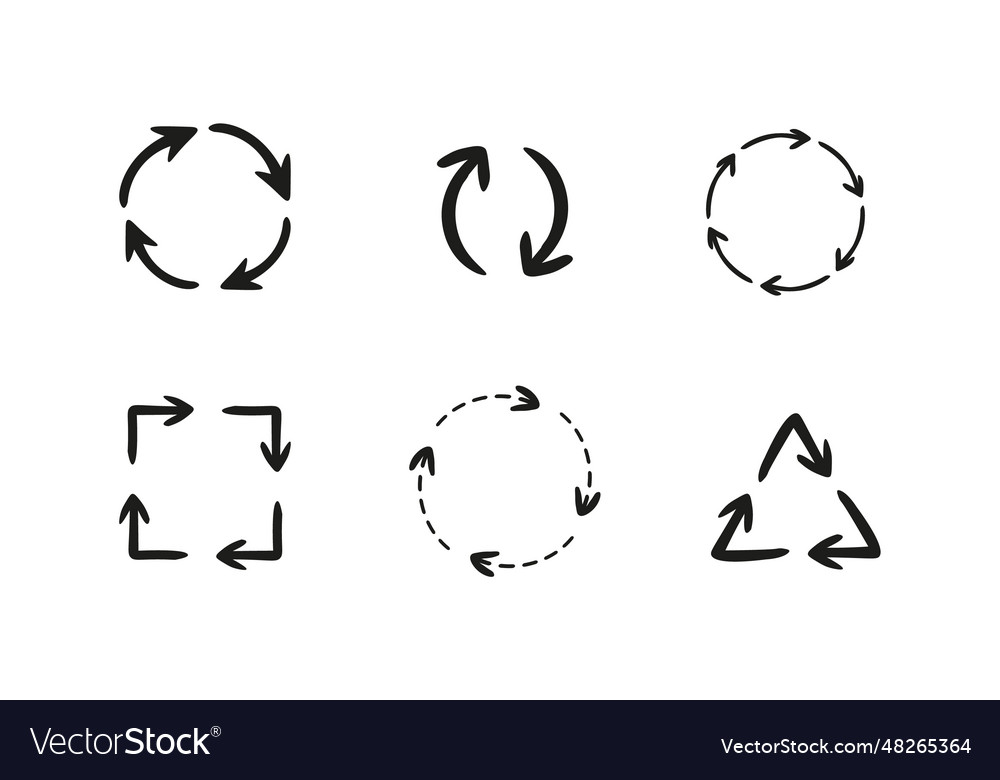 Circular arrows icon set vector image Circular arrows icon set