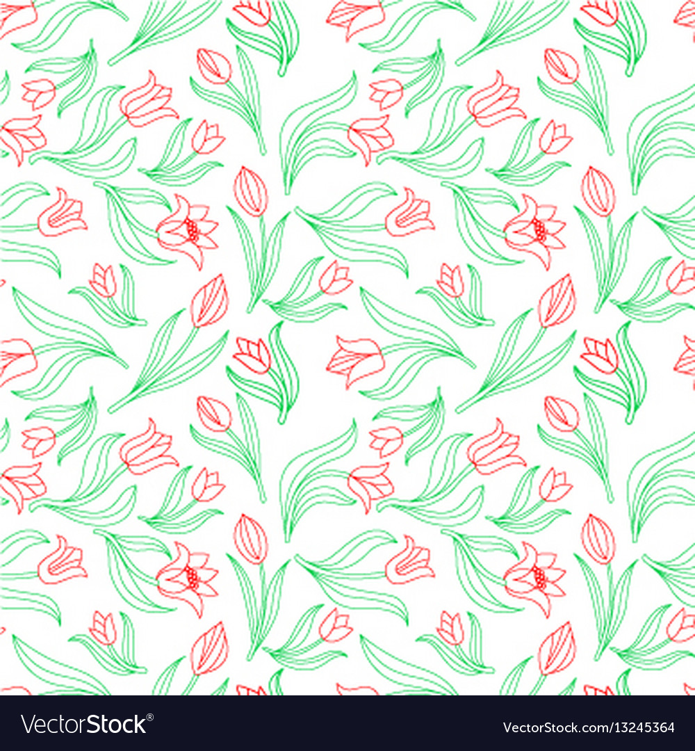 Color seamless floral pattern with tulips