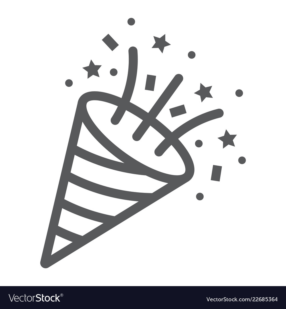 Confetti Popper Line Icon Party And Decoration Vector Image