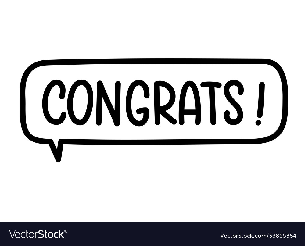 Congrats handwritten text in speech bubble Vector Image