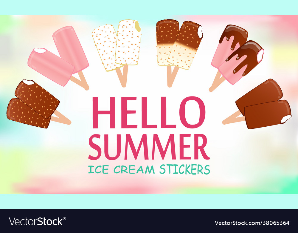 Ice cream icons set summer banner