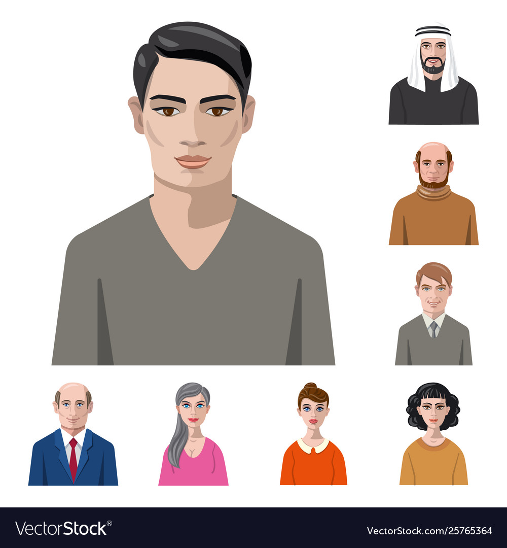 Isolated object avatar and face icon set vector image Isolated object avatar and face icon set