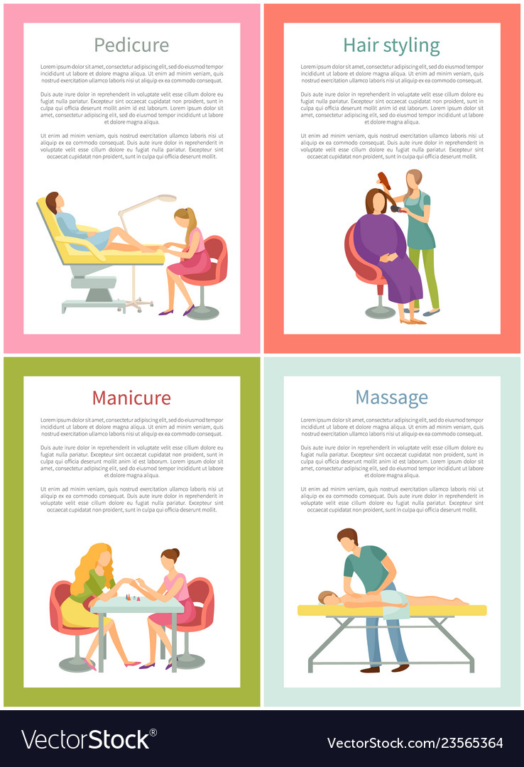 Pedicure and pedicurist massage posters Royalty Free Vector