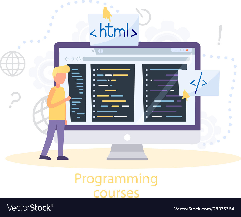 Programming courses online education coding vector image Programming courses online education coding
