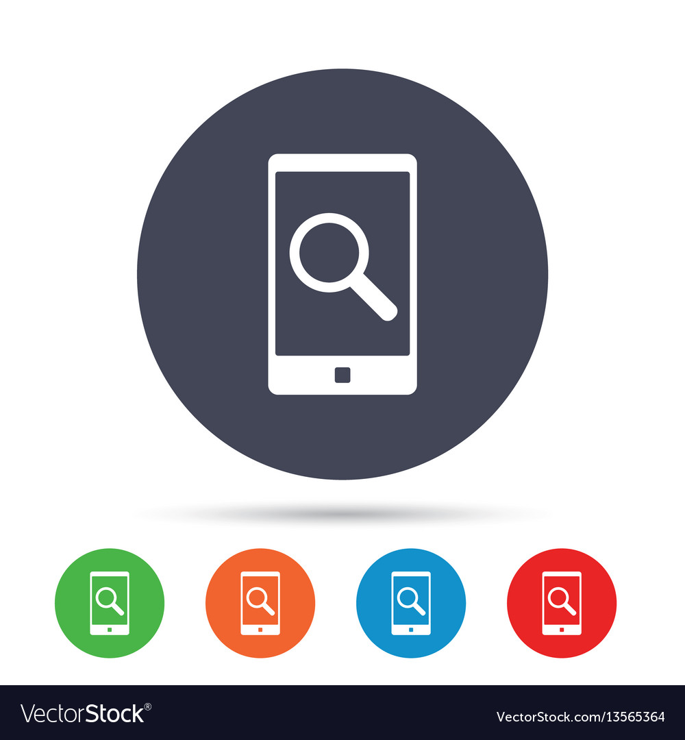 Search in smartphone sign icon find symbol