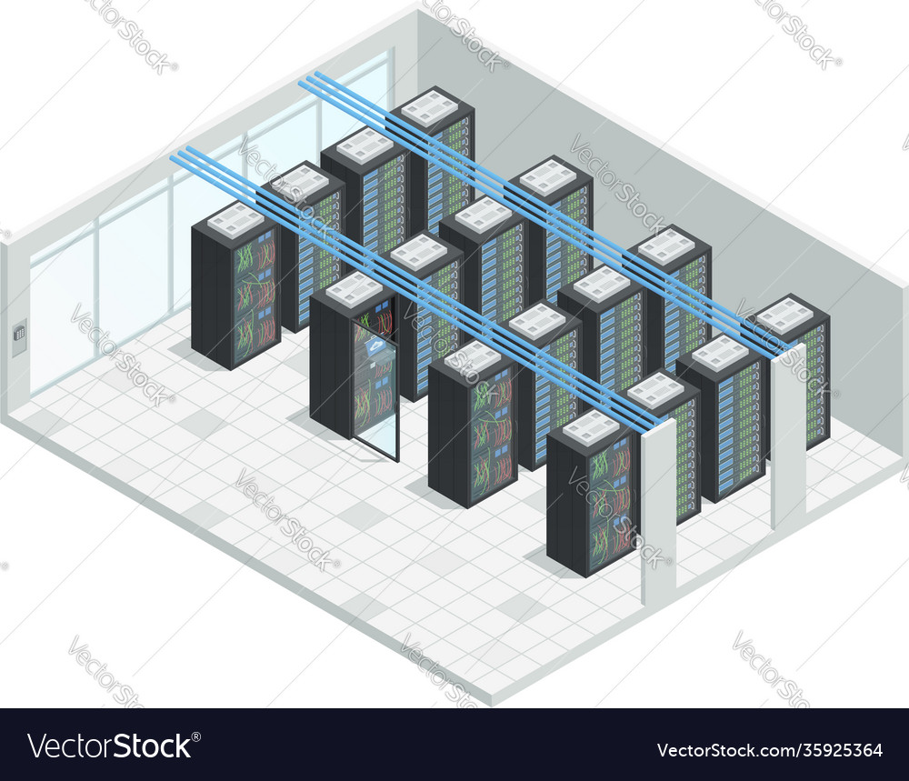 Server room isometric interior