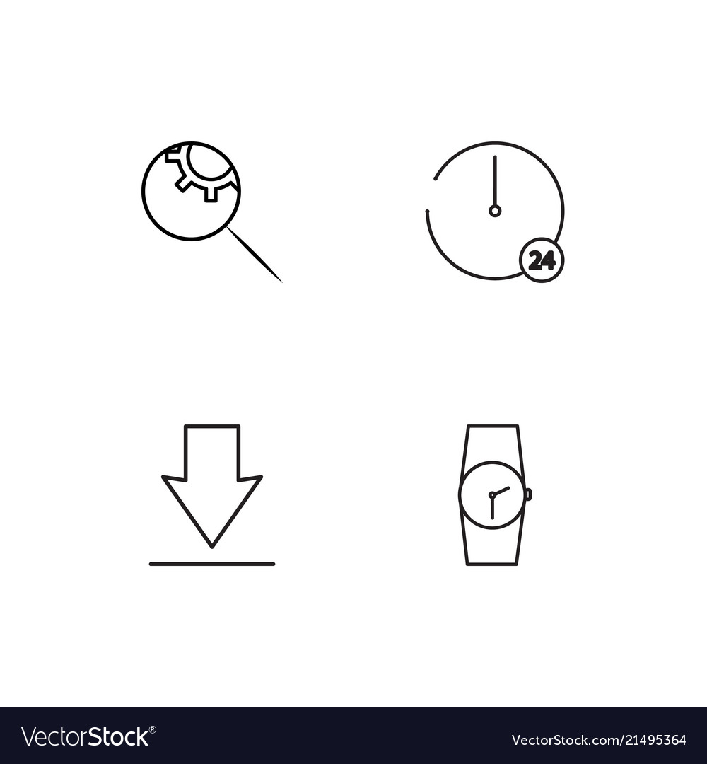 Time linear icons set simple outline