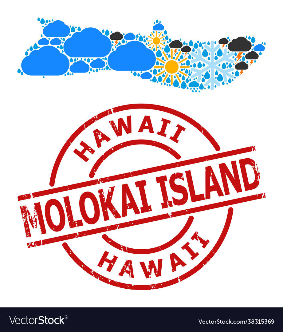 Climate pattern map molokai island and textured