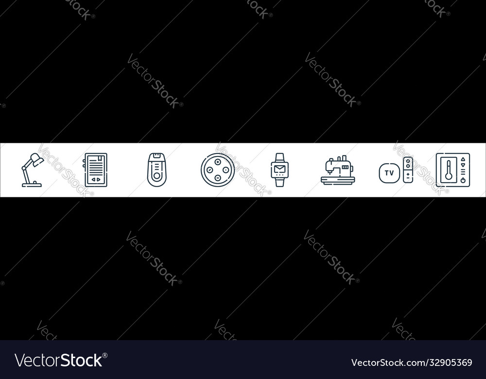 Electronics line icons linear set quality vector image Electronics line icons linear set quality