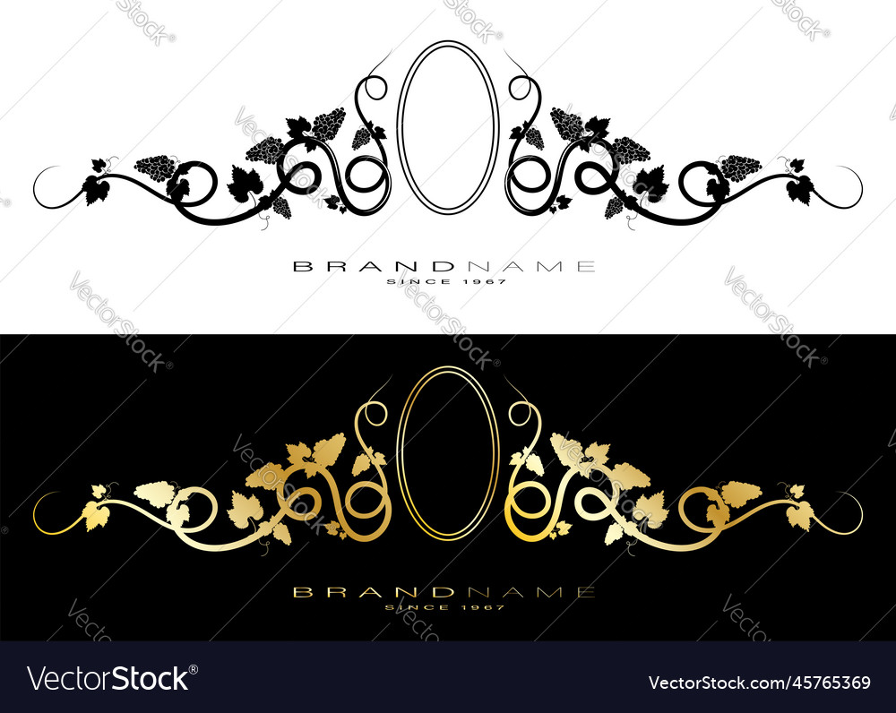 Grapevine scroll for design of header with brand