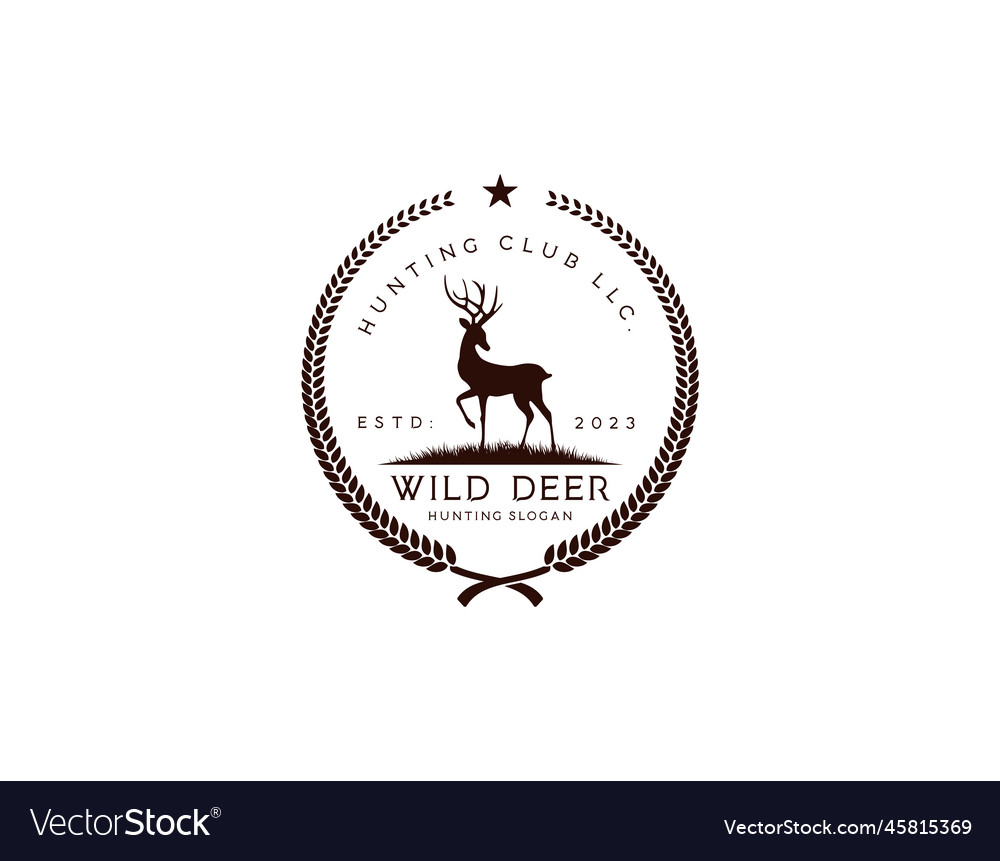 Hunting wild deer logo or icon sign symbol Vector Image