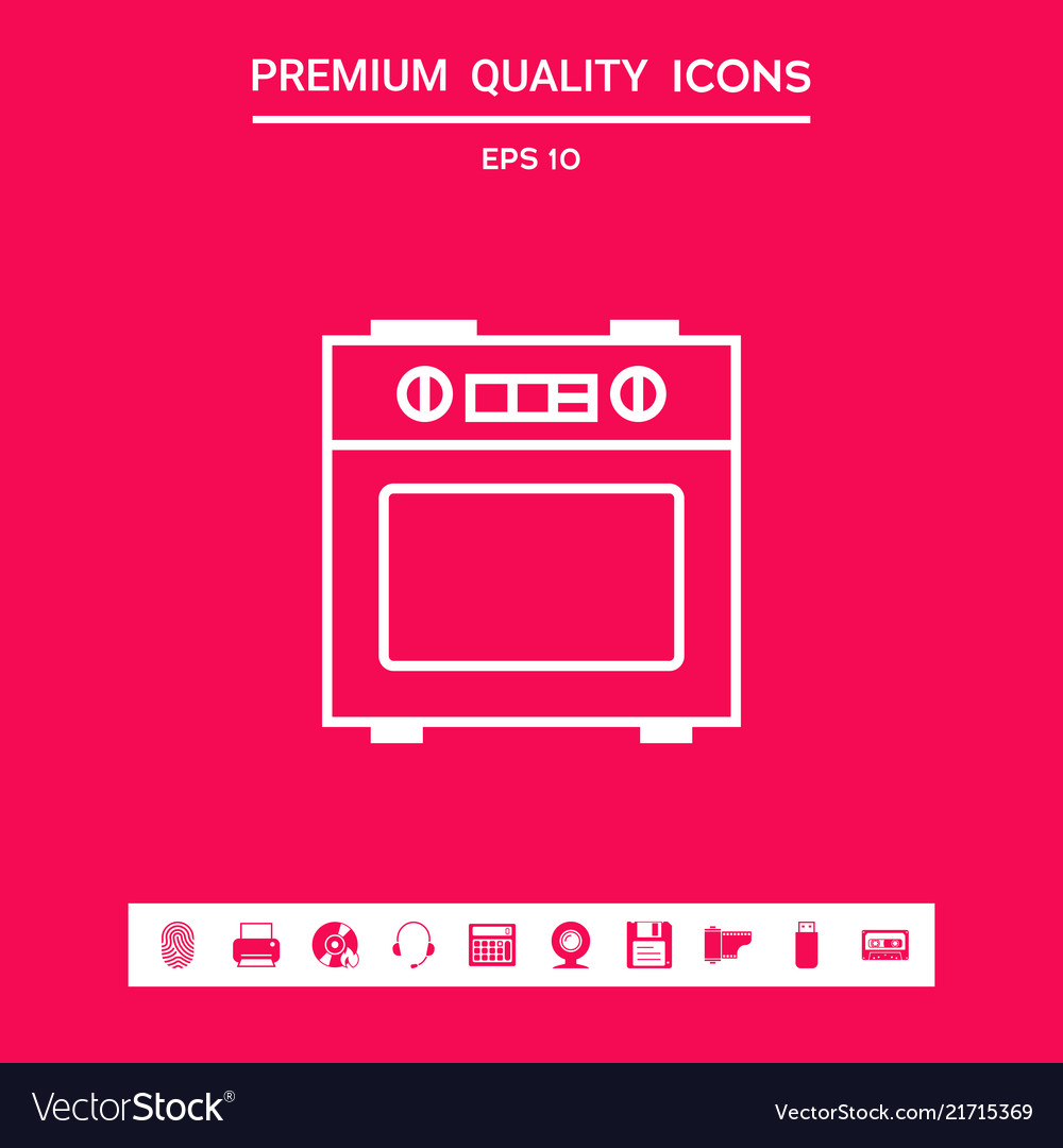 Kitchen stove linear icon graphic elements