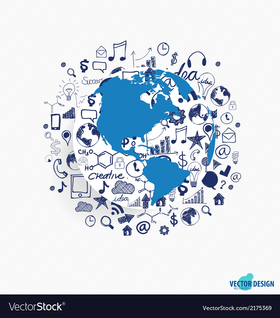 Modern world globe with application icon