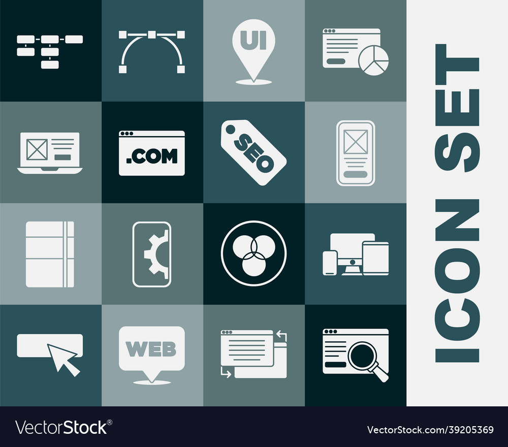 Set ui or ux design monitor mobile tablet site vector image Set ui or ux design monitor mobile tablet site