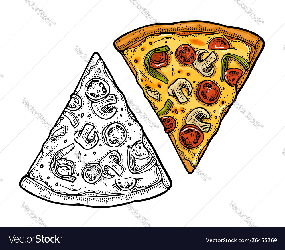 Slice pizza mexican vintage engraving