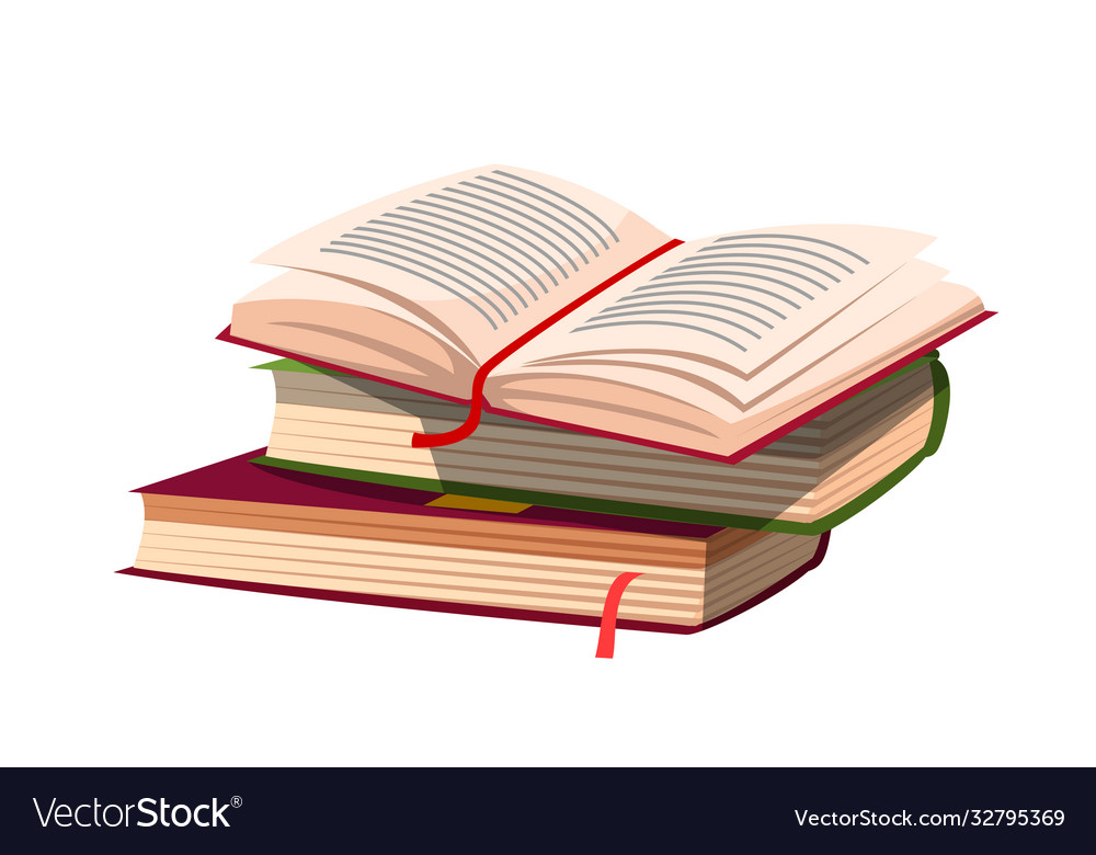Stacked Books with Open Page