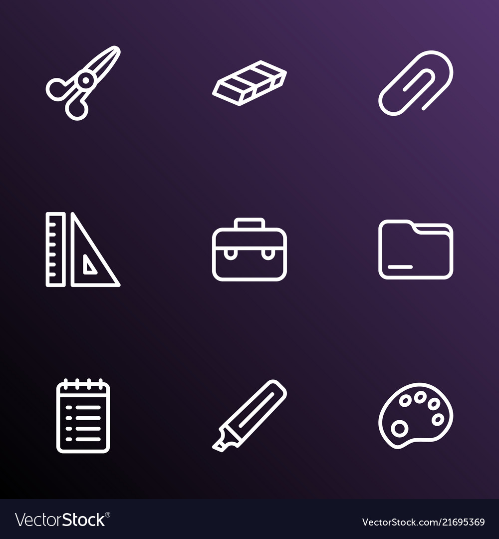 Stationary icons line style set with marker