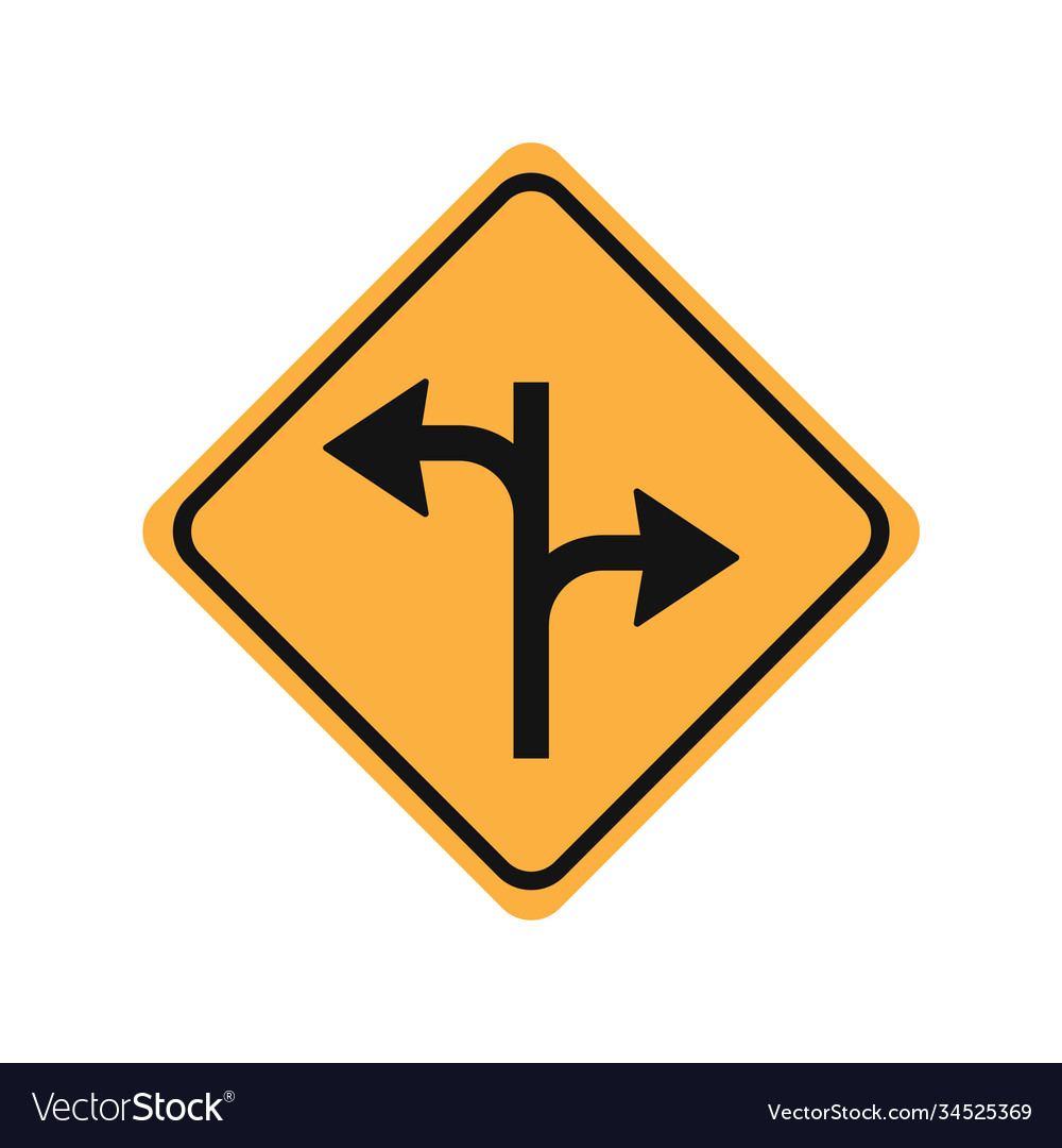 Turn right or left glyph icon road sign