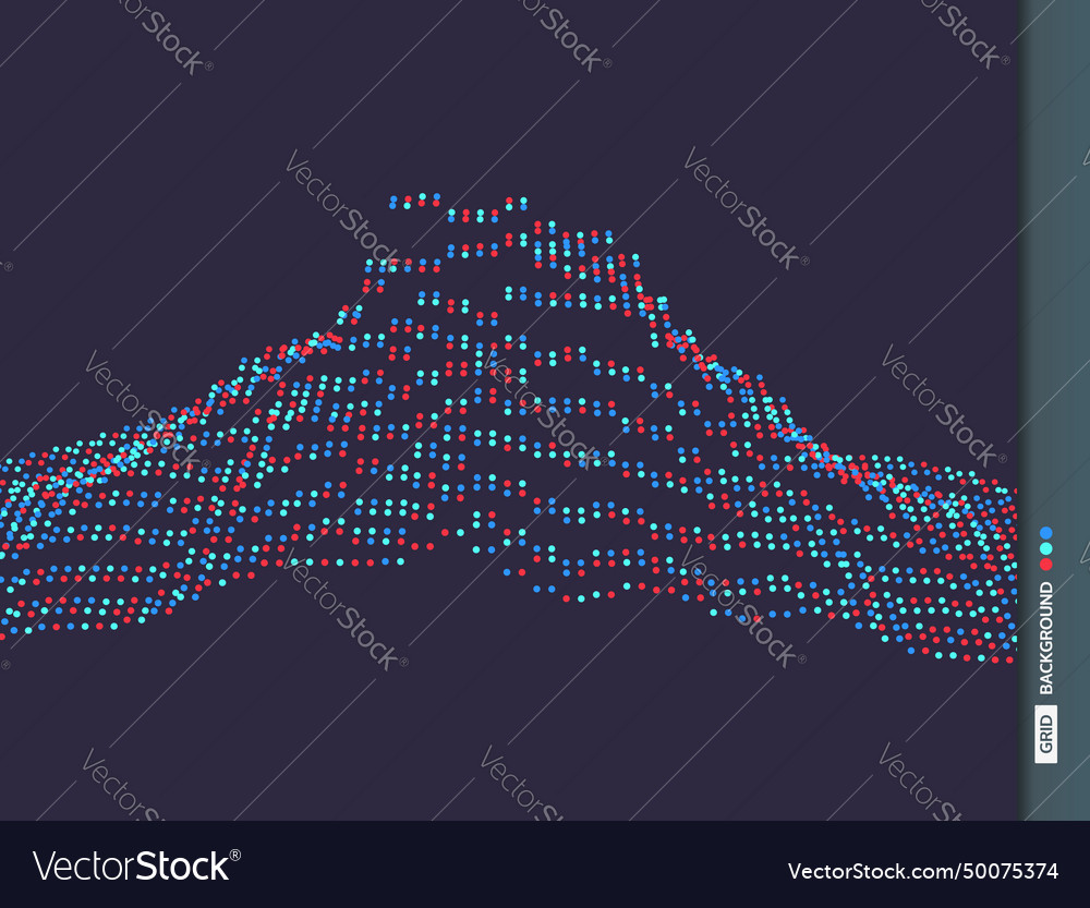 Array mit dynamischen Teilchen Schallwelle 3d vector image Array mit dynamischen Teilchen Schallwelle 3d