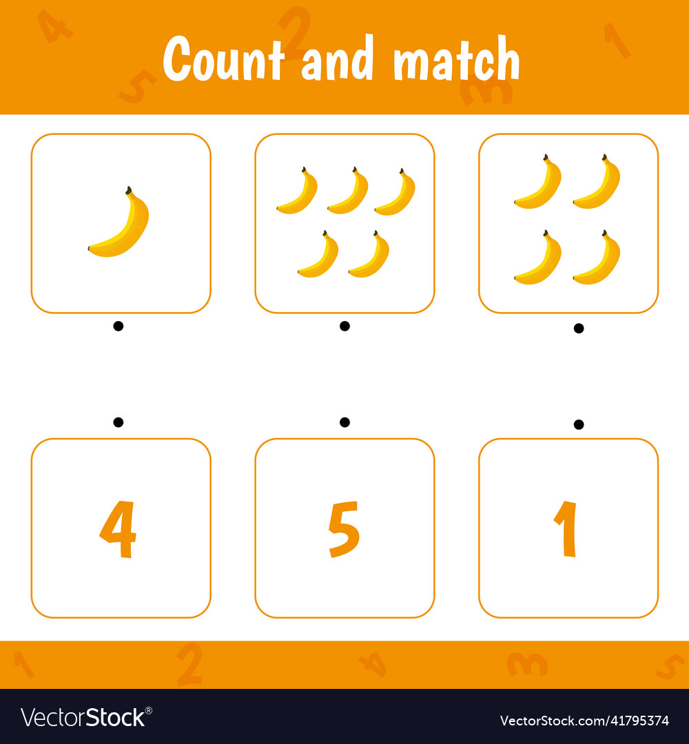 Count and match math game for children Royalty Free Vector