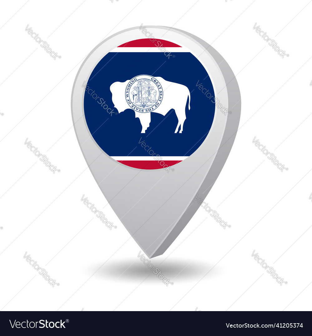 Flag of state wyoming usa on marker map Royalty Free Vector