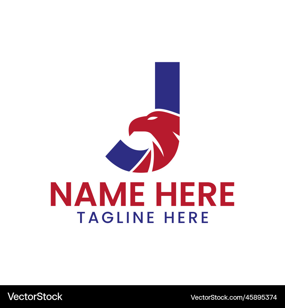 Letter j eagle logo design template Royalty Free Vector