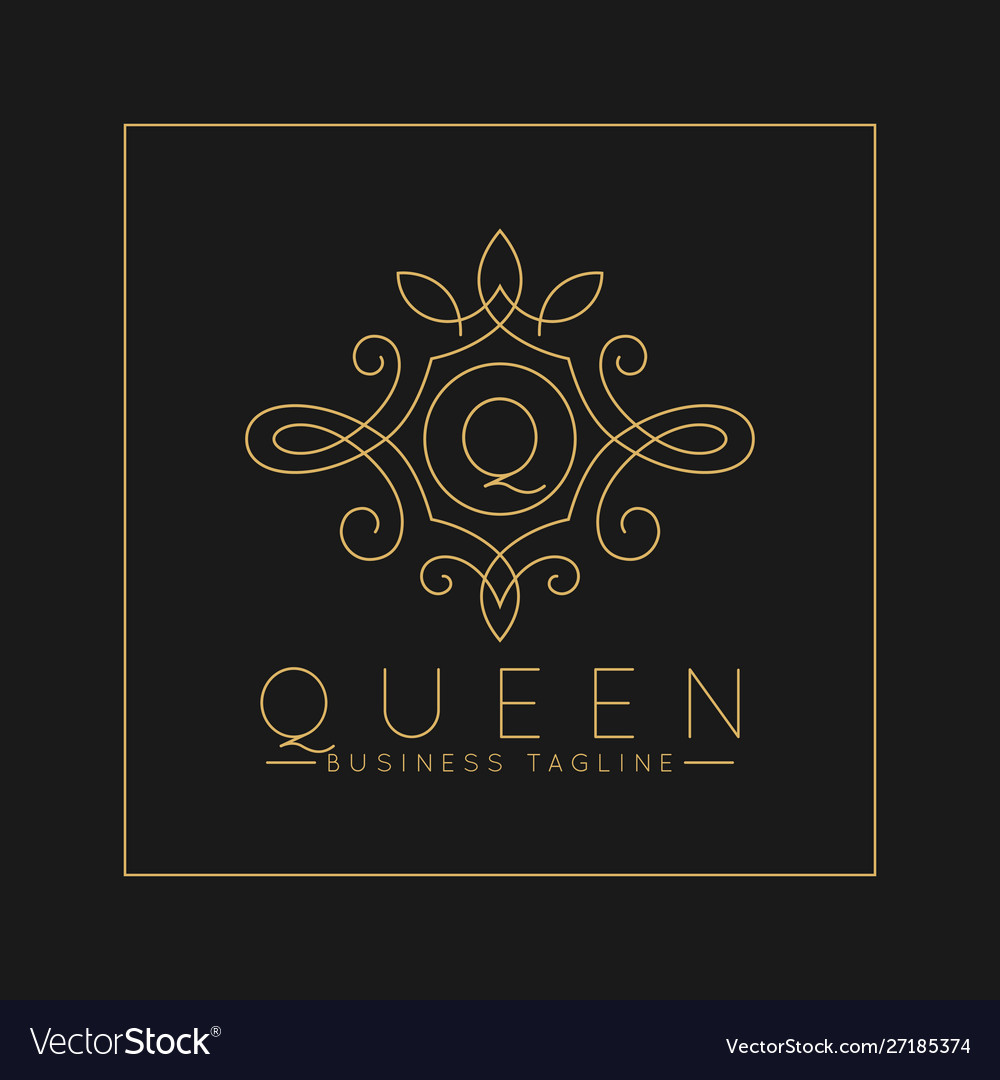 Luxurious letter q logo with classic line art