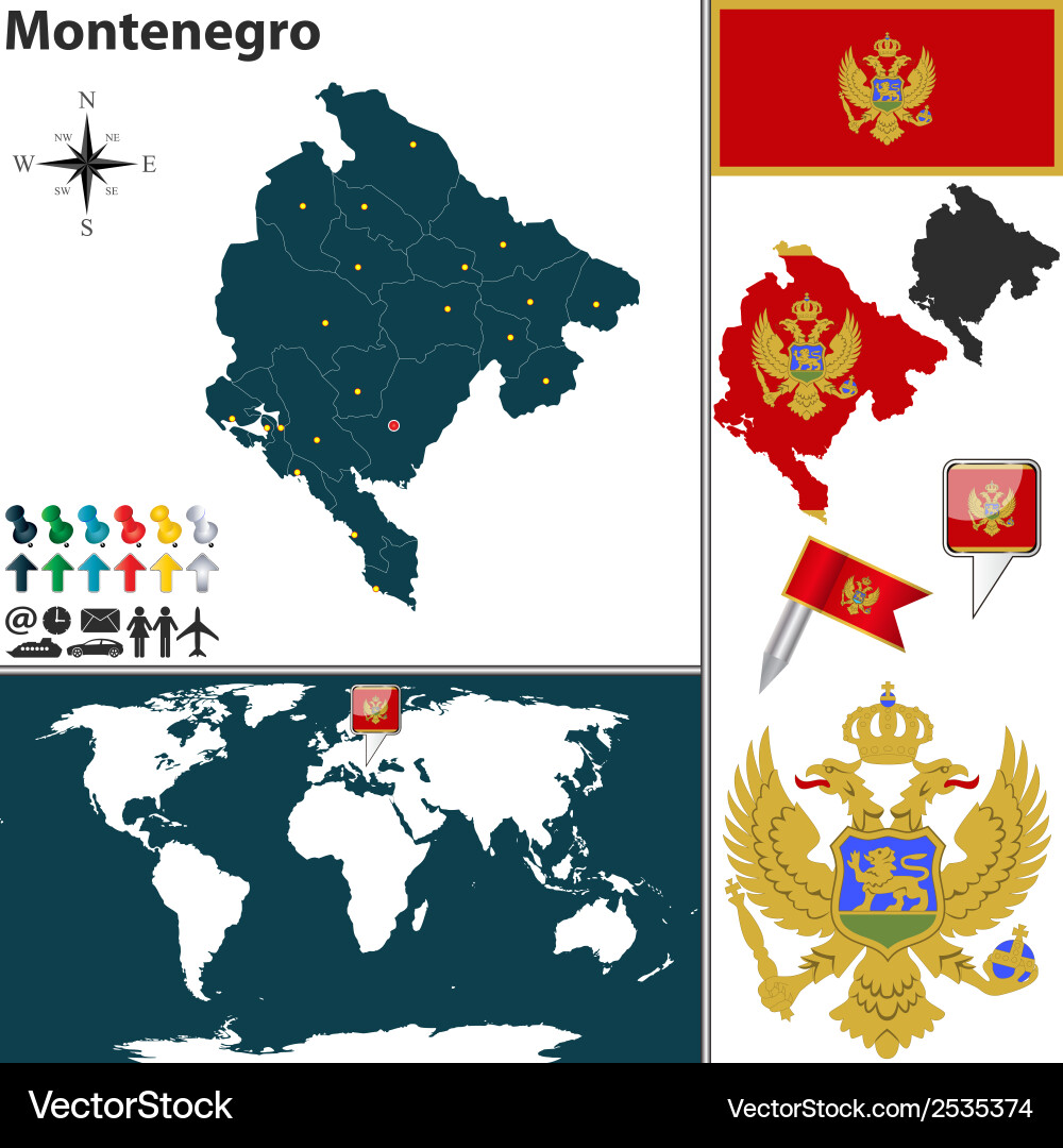 Montenegro map Royalty Free Vector Image - VectorStock