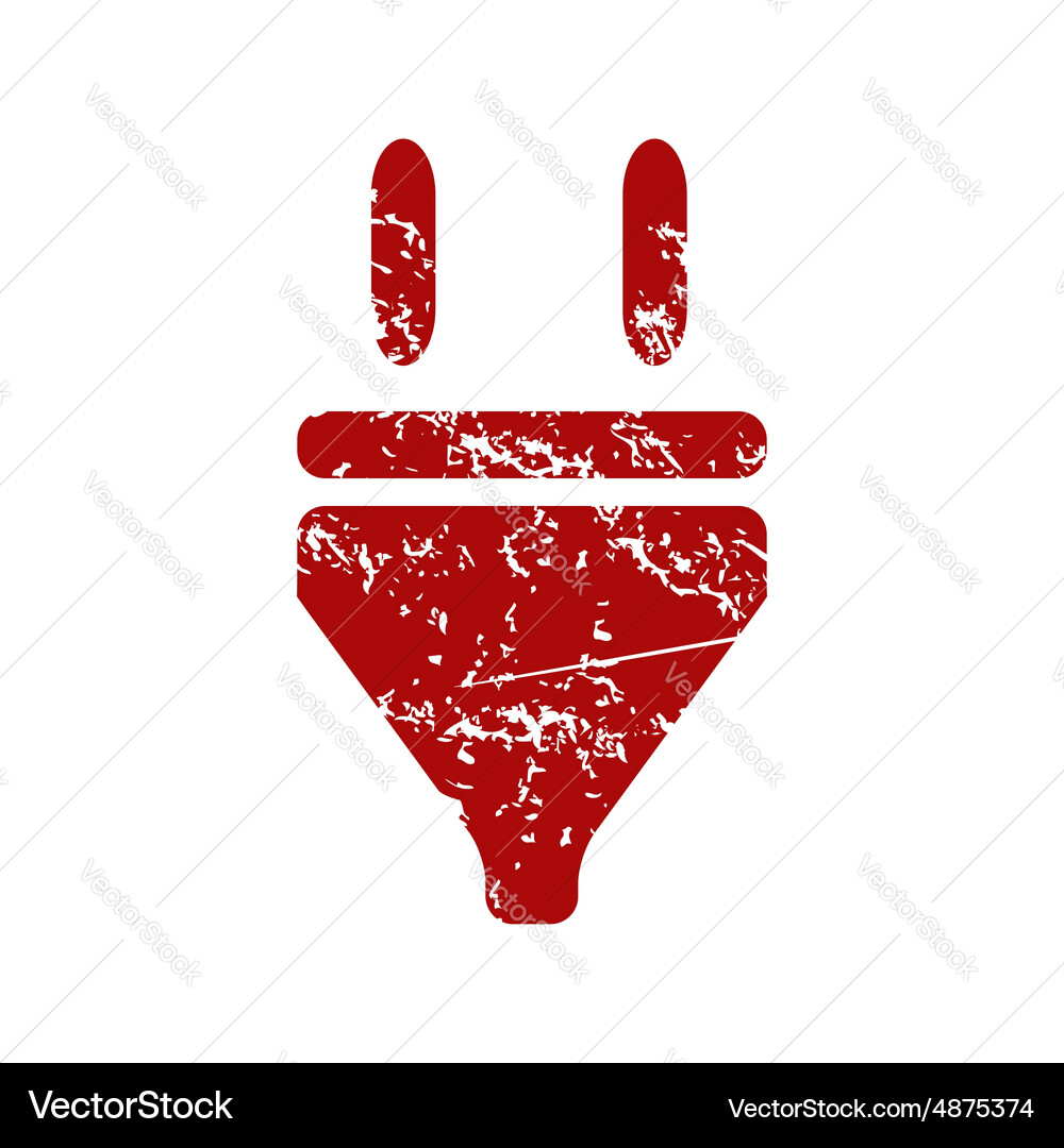 Plug red grunge icon Royalty Free Vector Image