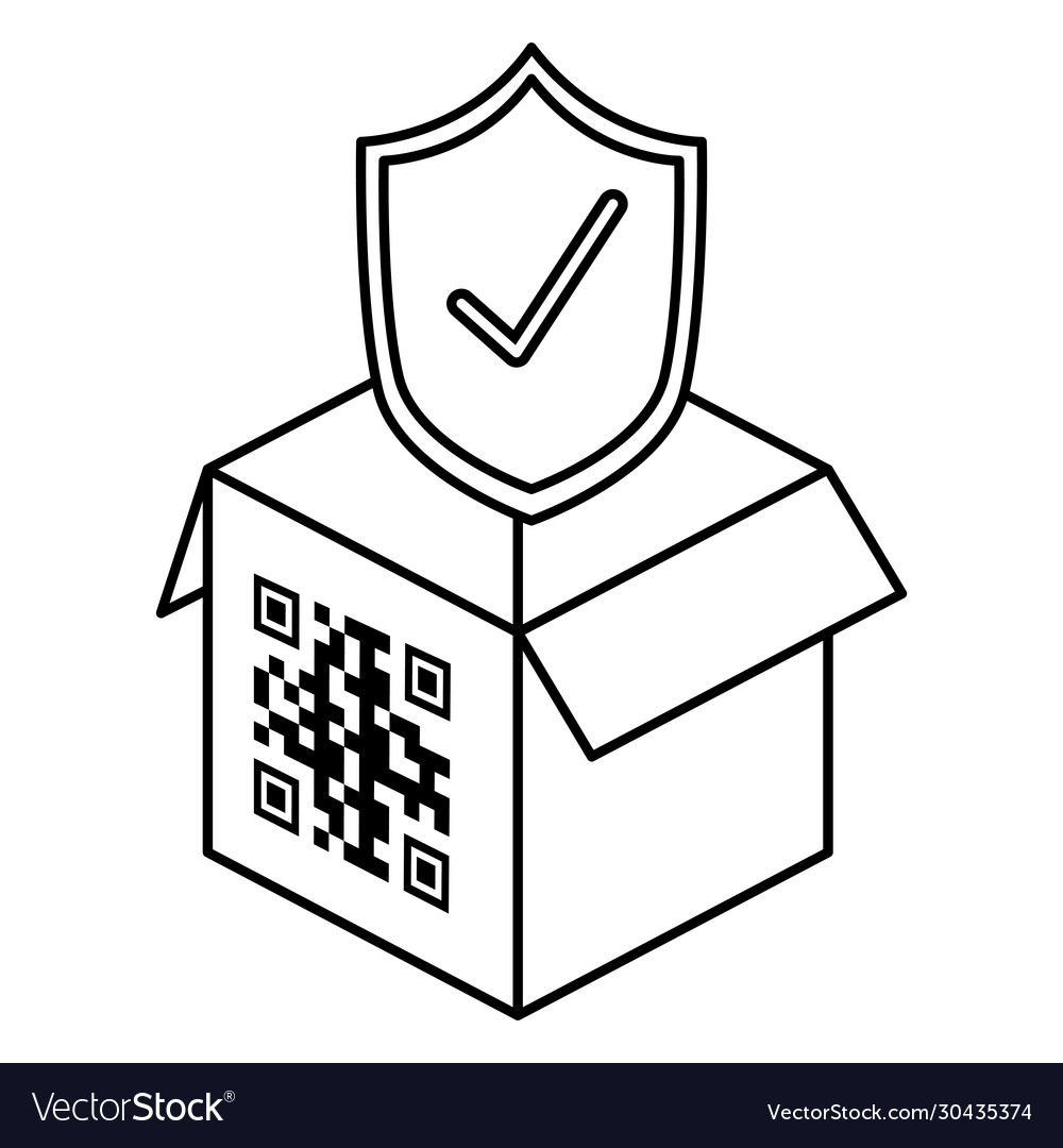 Qr code over box and shield design