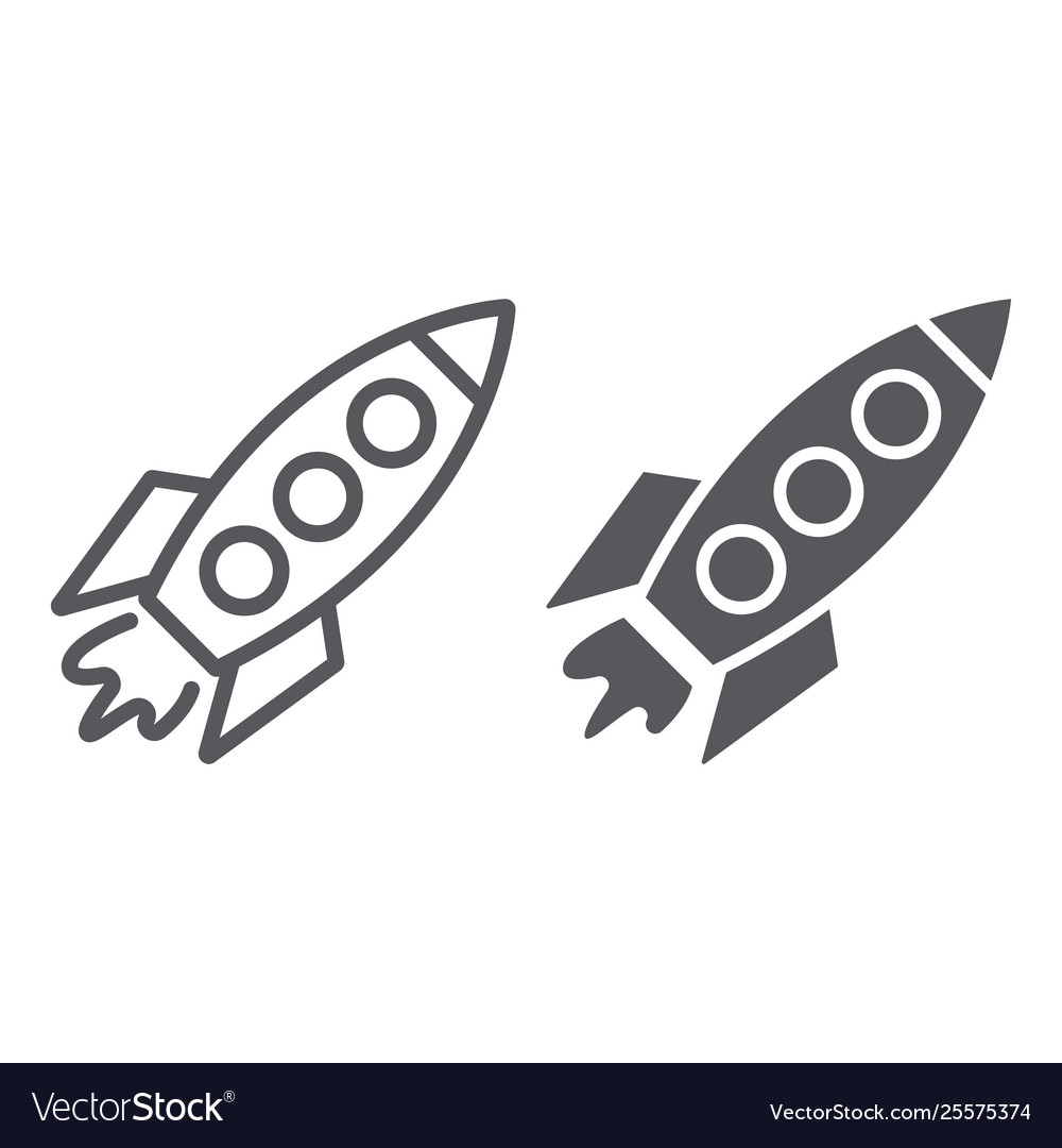 Rocket line and glyph icon transportation