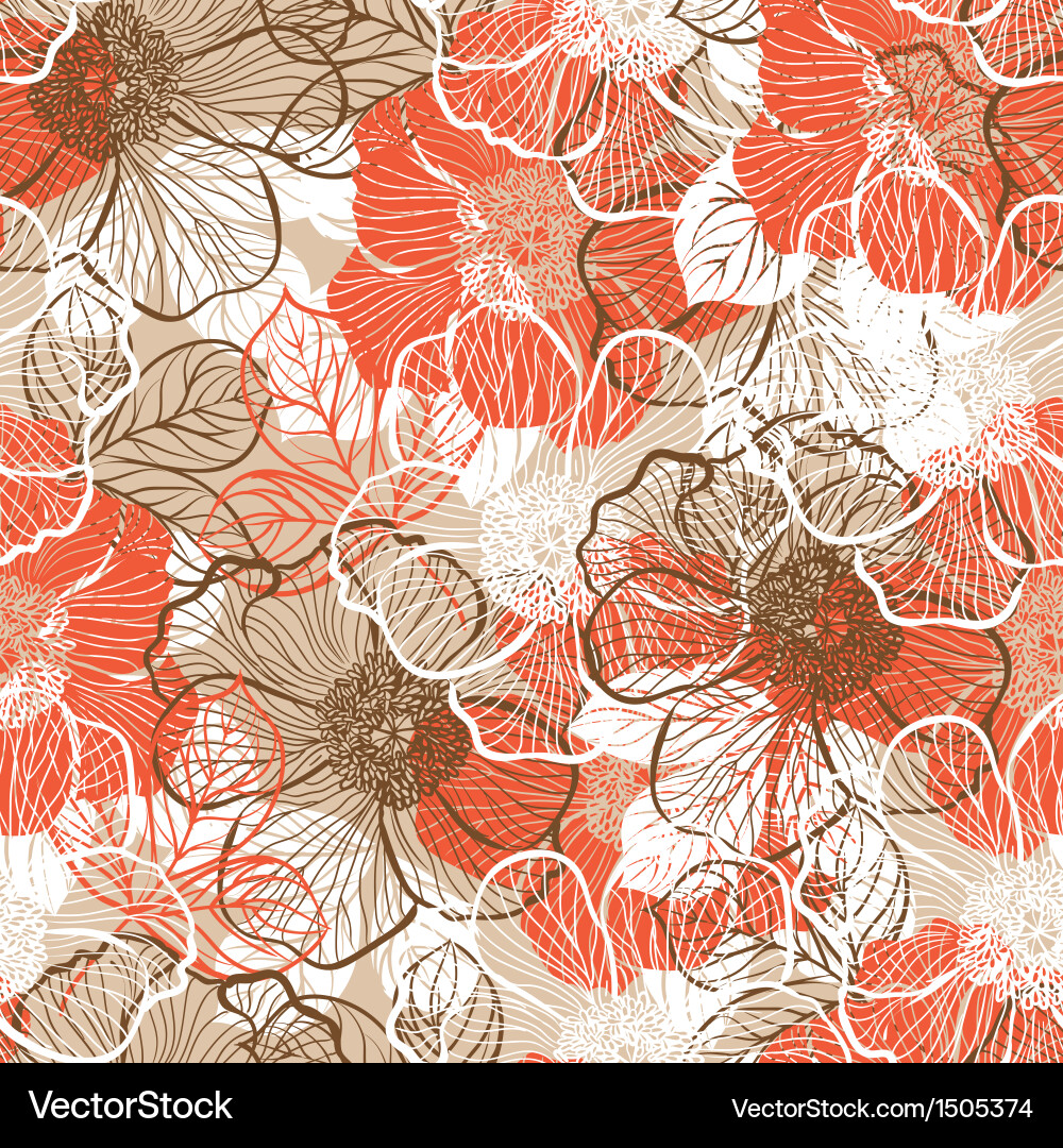 Seamless pattern with peony Royalty Free Vector Image