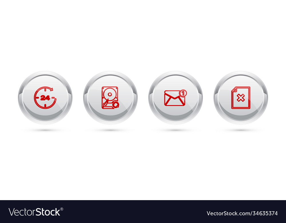 Set line clock 24 hours hard disk drive hdd sync vector image Set line clock 24 hours hard disk drive hdd sync
