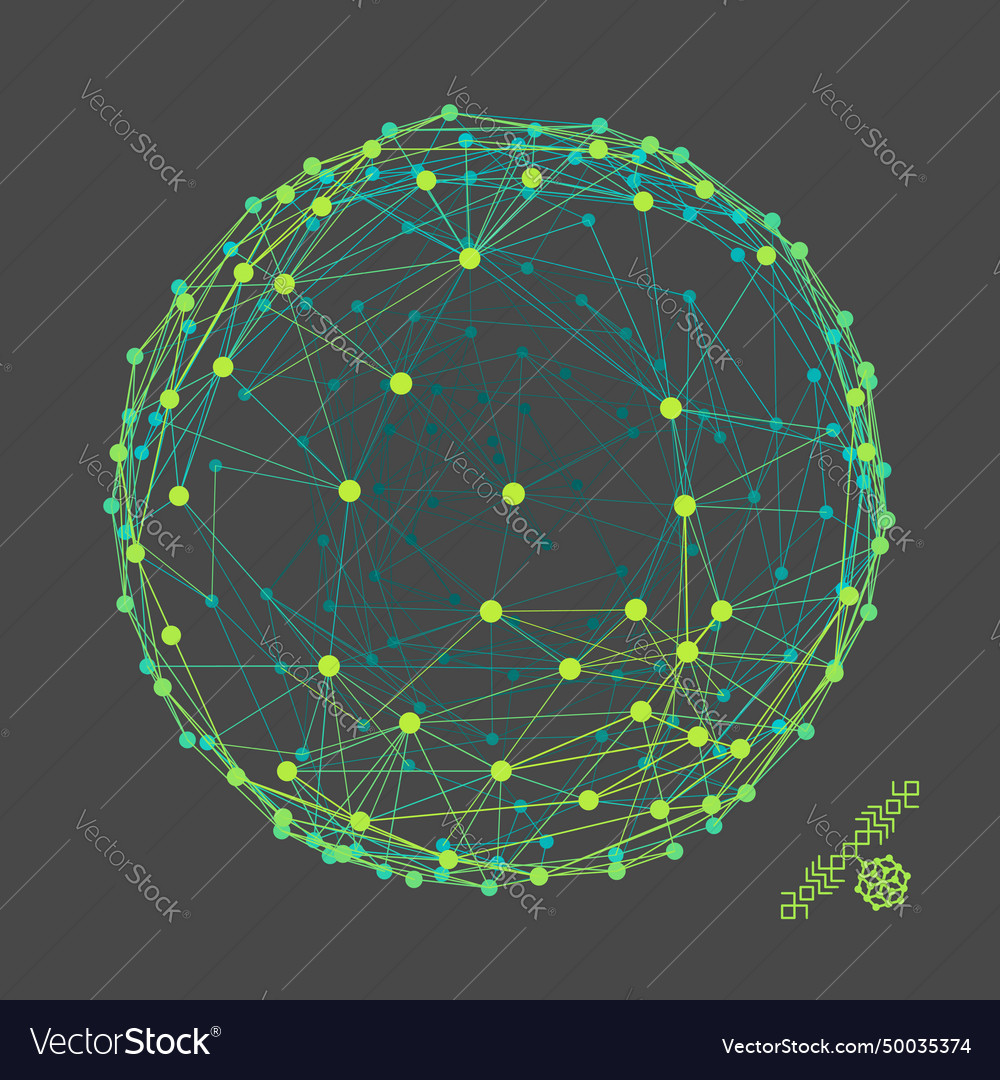 Sphere with connected lines and dots networks