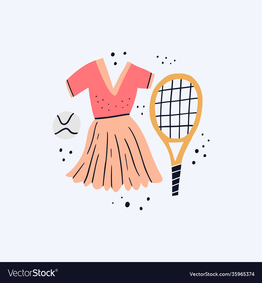 Sport Kleid Ball und Schläger flach vector image Sport Kleid Ball und Schläger flach