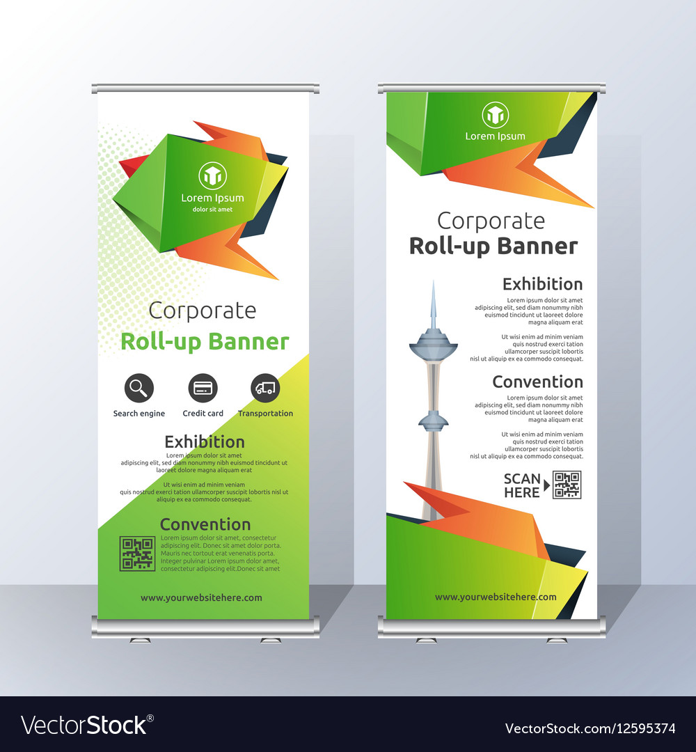 vertical roll up banner template design royalty free vector