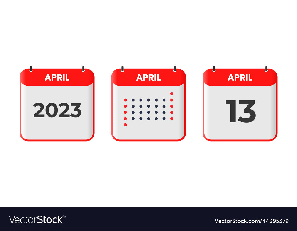 April 13 calendar design icon 2023