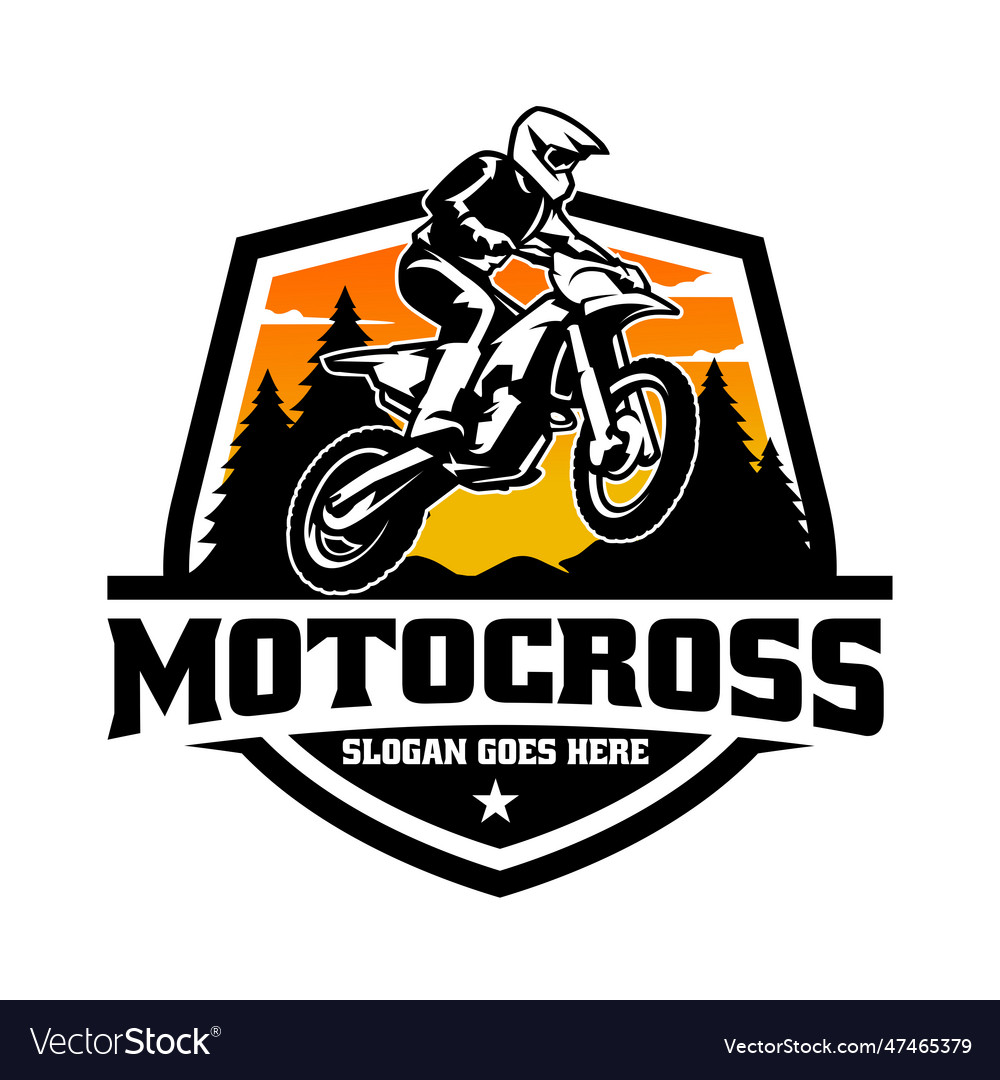 Biker riding adventure motorbike logo Royalty Free Vector