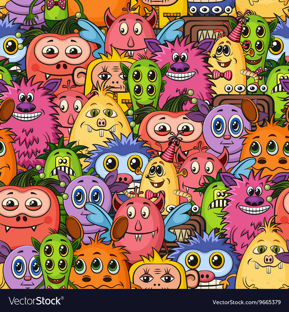 Cartoon monsters seamless