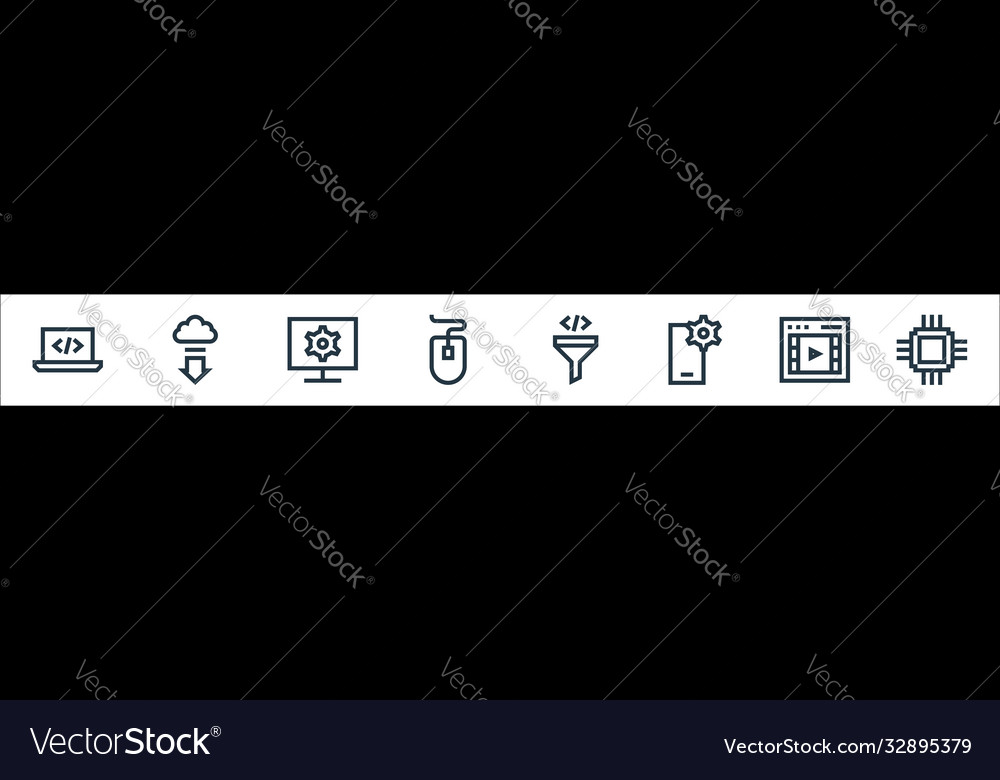 Development line icons linear set quality vector image Development line icons linear set quality