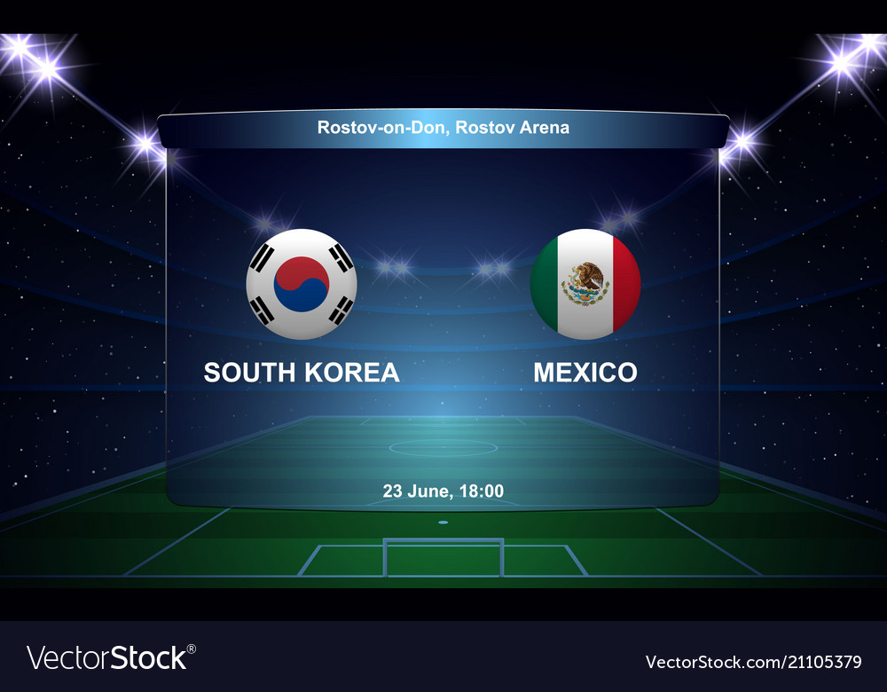 Fußball Scoreboard - Südkorea gegen Mexiko