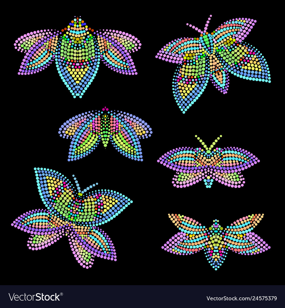 Mosaic colorful butterflies - object isolated vector image Mosaic colorful butterflies - object isolated