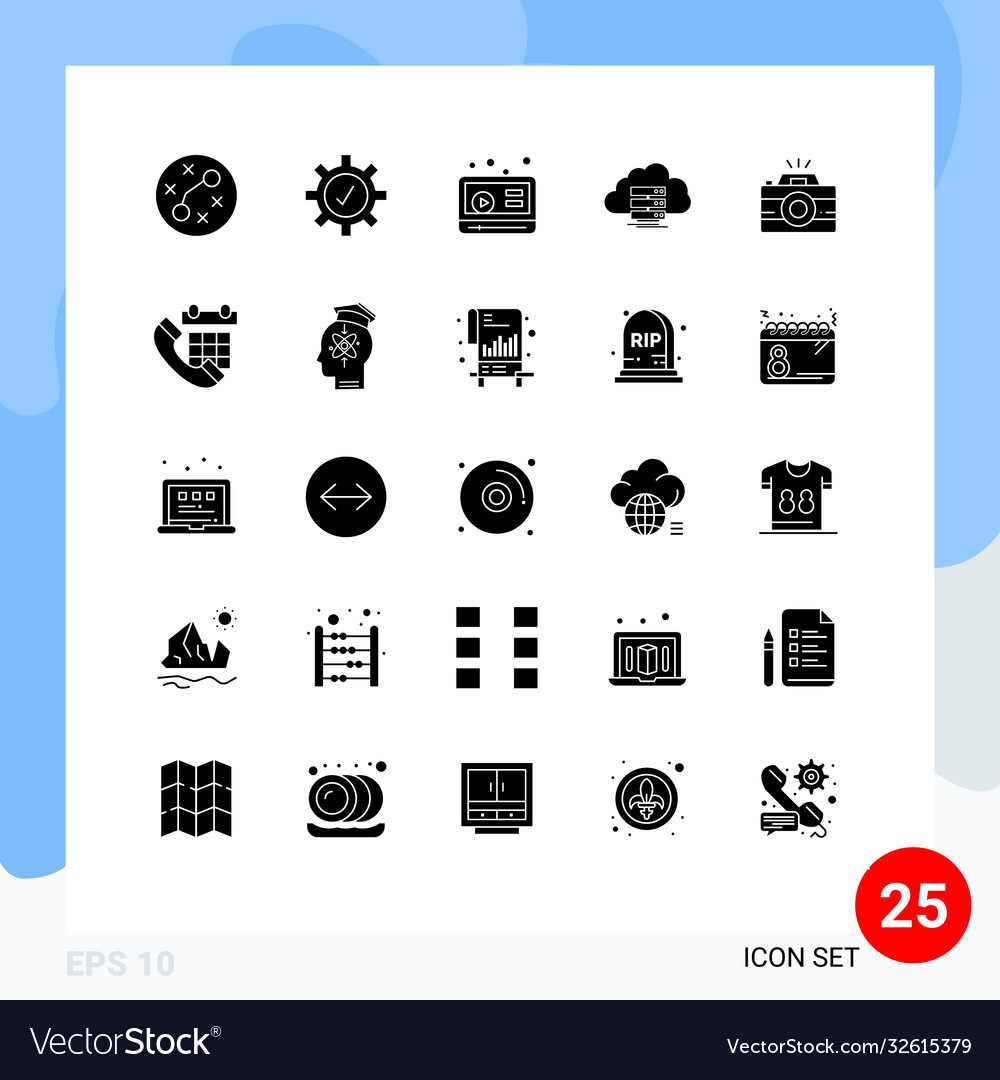 Pictograph set 25 simple solid glyphs photo