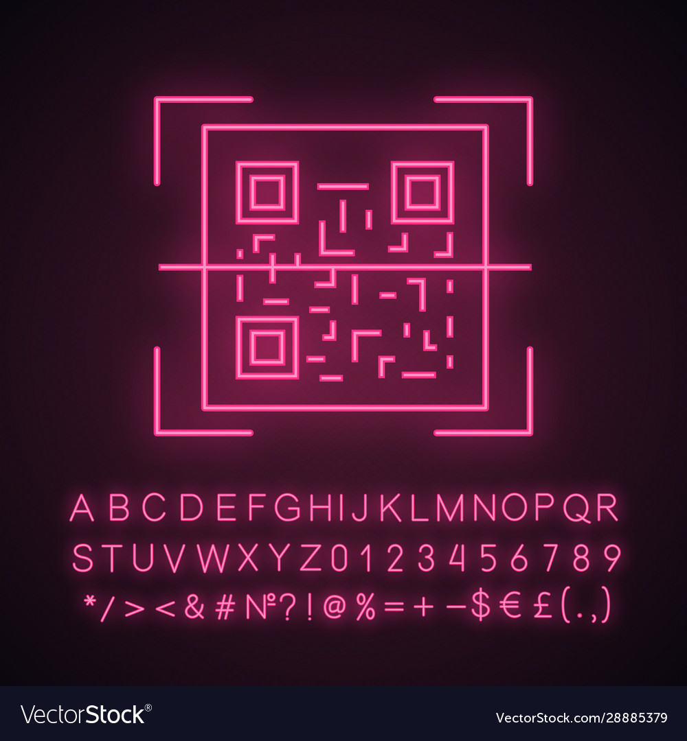 QR Code Neon Scan Icon