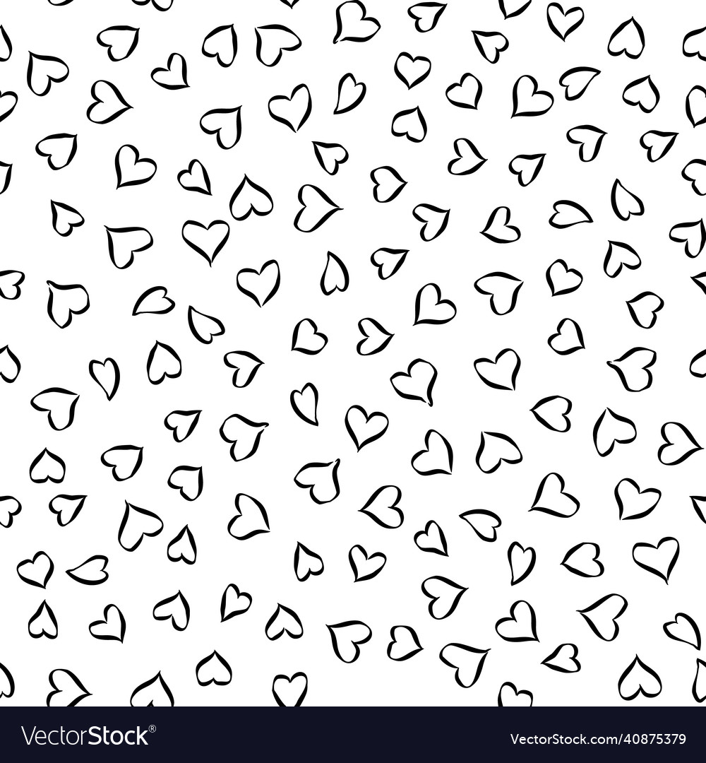 Seamless pattern of hearts hand-drawn cartoon